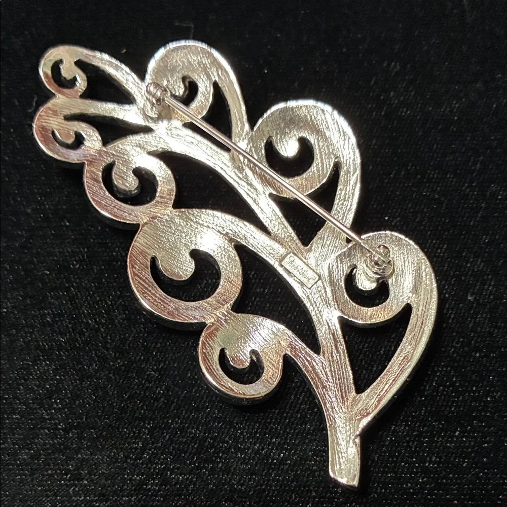Vintage Silver Trifari Leaf feather Brooch